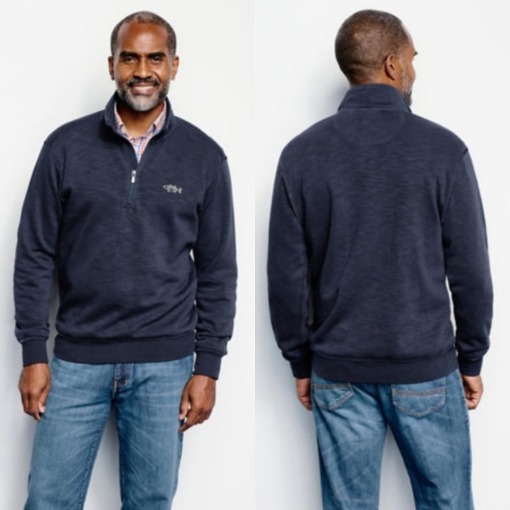 Orvis | Anglers Navy Blue Quarter Zip Sweatshirt